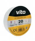 INSULATION TAPE WITH ADHESIVE 20m WHITE FIRE RETARDANT 0.13mm x 19mm 7500110 VITO