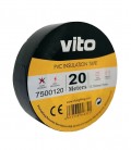 INSULATION TAPE WITH ADHESIVE 20m BLACK FIRE RETARDANT 0.13mm x 19mm 7500120 VITO