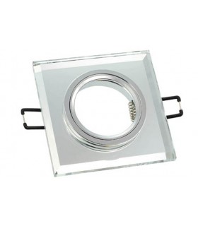 SPOT LIGHT FIXTURE RECESSED MOUNTED CRYSTAL-S SQUARE CHROME & GLASS GU5.3 MR16 90x90x22mm 2012070 VITO