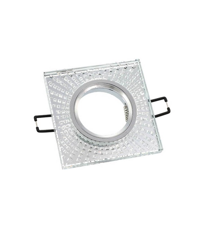 SPOT LIGHT FIXTURE RECESSED MOUNTED SQUARE PALACE-02 GU5.3 MR16 CHROME WITH GLASS 95x95x22mm 2012130 VITO