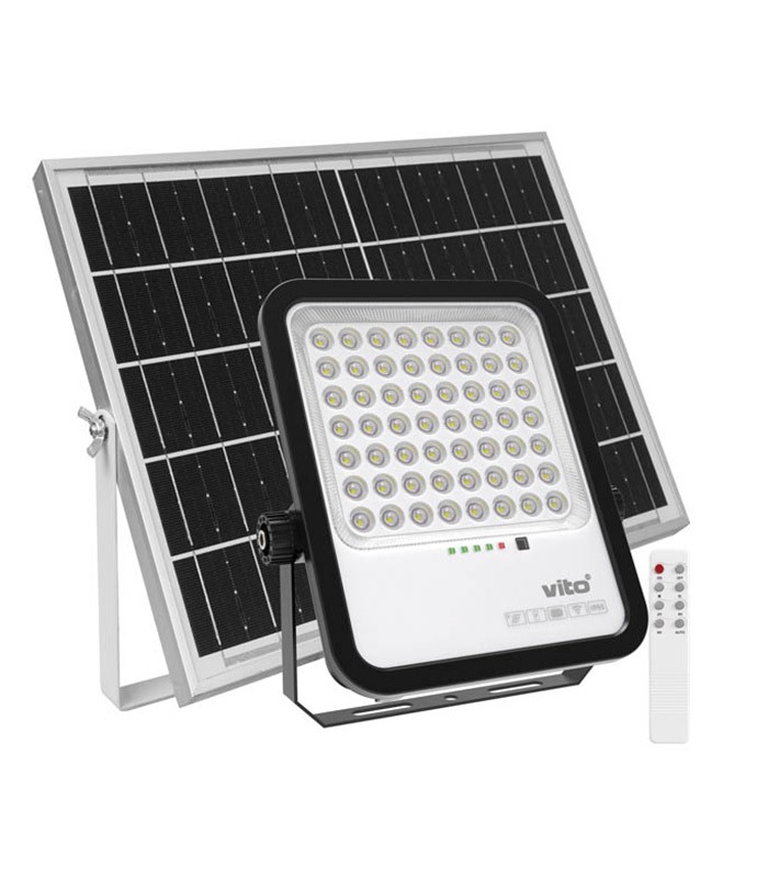 SOLAR LED FLOODLIGHT SAHARA 300W 3300Lm 6000K IP65 WITH 5M CABLE 3210230 VITO