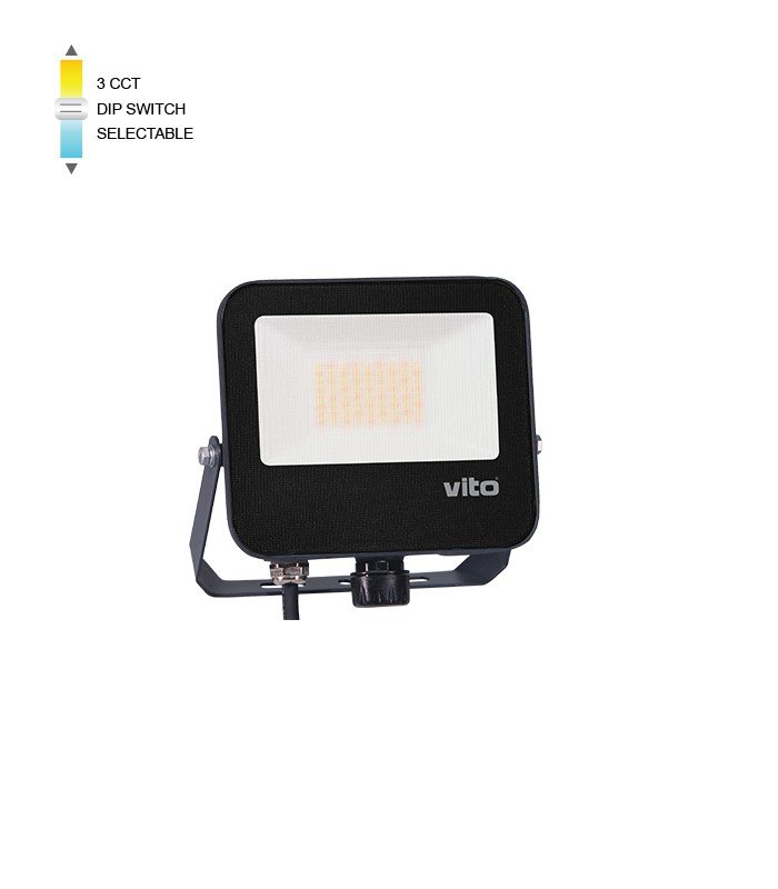 LED FLOODLIGHT DANUBE 30W 3CCT (3000K/4000K/6000K) 3600LM SMD IP66 BLACK 3023000 VITO