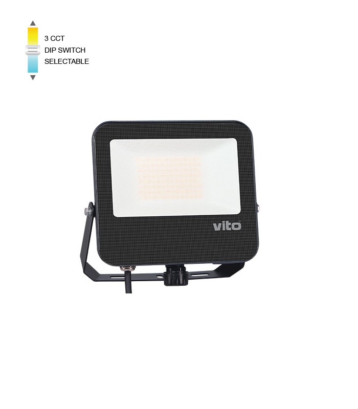 LED FLOODLIGHT DANUBE 50W 3CCT (3000K/4000K/6000K) 6000LM SMD IP66 BLACK 3023010 VITO