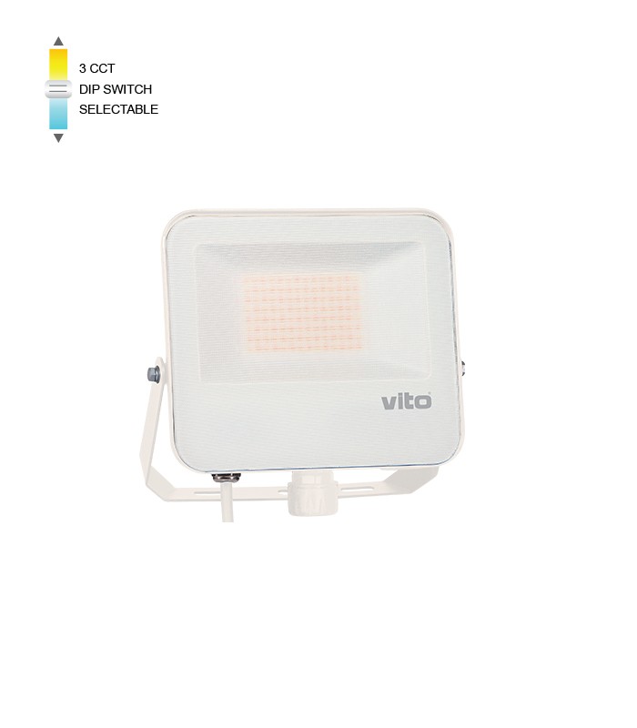 LED FLOODLIGHT DANUBE 50W 3CCT (3000K/4000K/6000K) 6000LM SMD IP66 WHITE 3023015 VITO