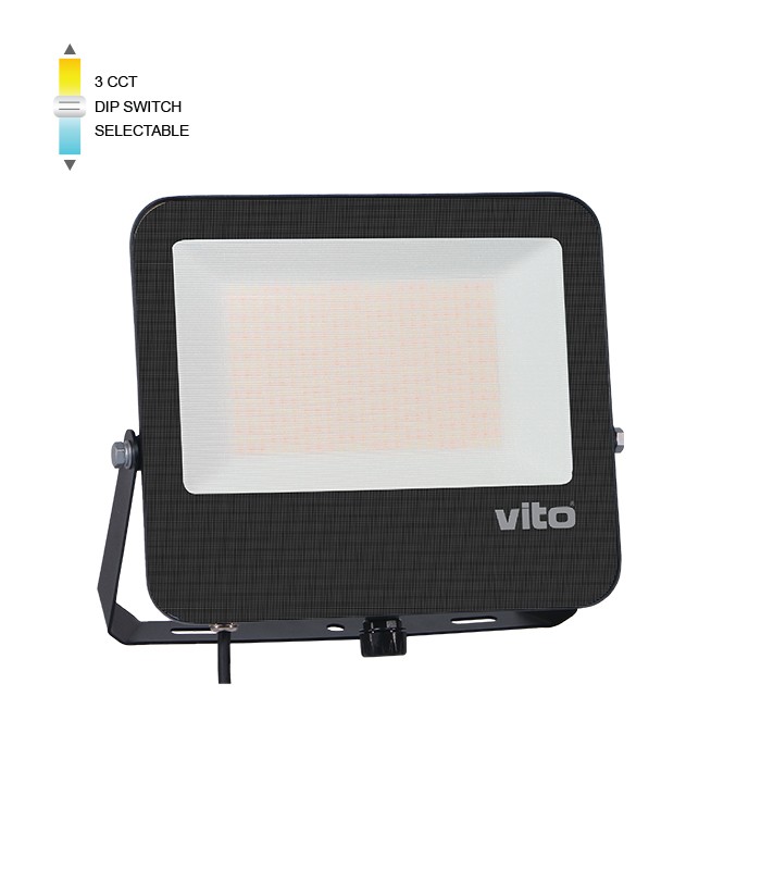 LED FLOODLIGHT DANUBE 200W 3CCT (3000K/4000K/6000K) 24000LM SMD IP66 BLACK 3023040 VITO