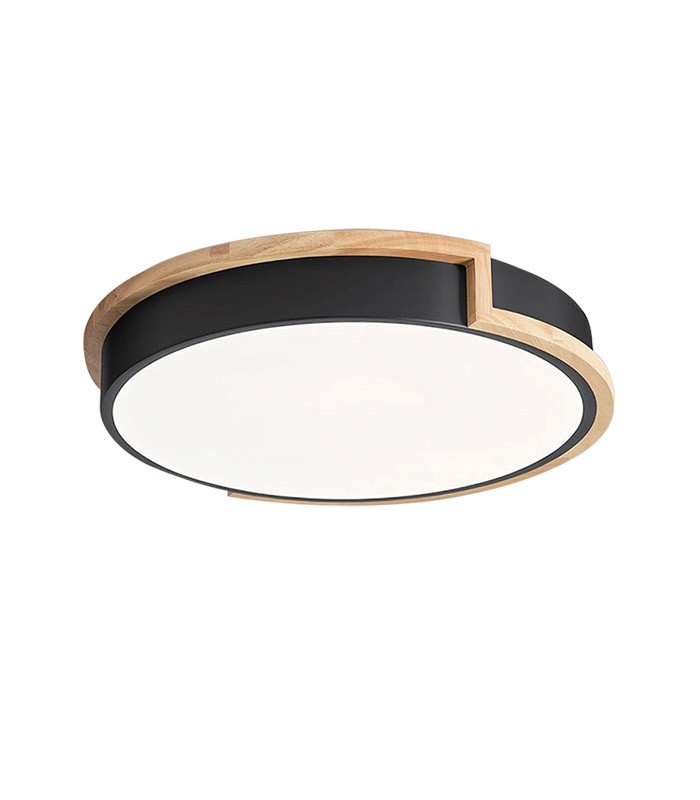 LED CEILING LAMP FINESSE R4-35 Ø400xH50 35W 3xCCT (3000K/4000K/6500K) 3150Lm MAT BLACK+WOODEN 2027960 VITO