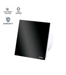 BATHROOM FAN VENTI-GL120 FLAT GLASS Φ120MM 15W BLACK WITH BEARING WITH PLASTIC SHUTTER 8005265 VITO