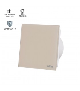 BATHROOM FAN VENTI-GL100 FLAT GLASS Φ100MM 12W BEIGE WITH BEARING WITH PLASTIC SHUTTER 8005235 VITO